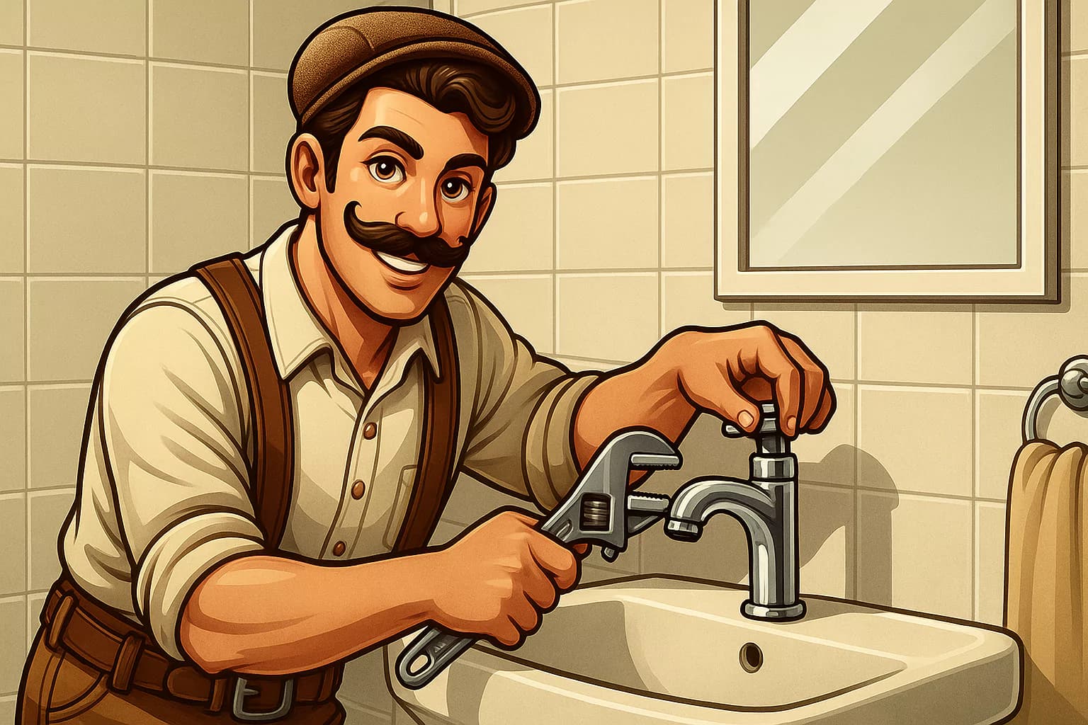 Professionell VVS installation Rörmokare installerar kran